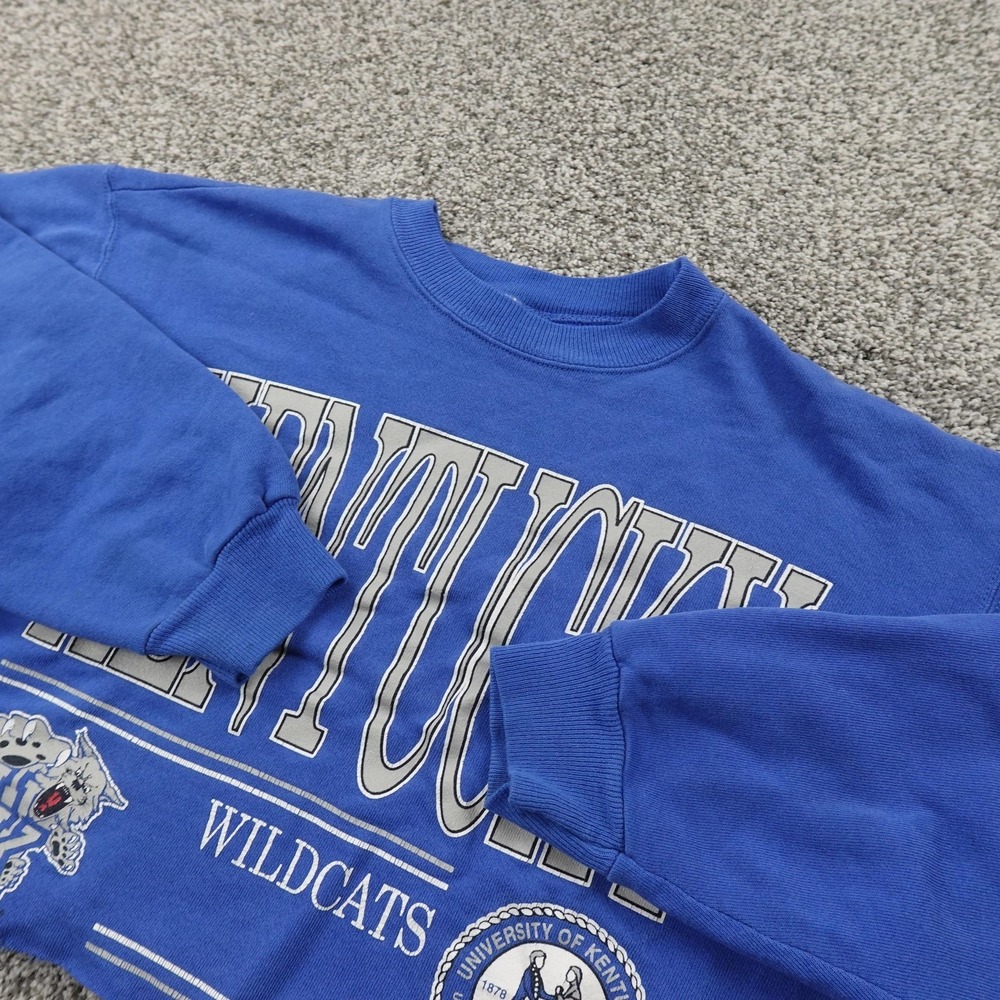 VTG Kentucky Wildcats Sweatshirt Womens L Blue NCAA Basketball Hanes Cropped 90s
